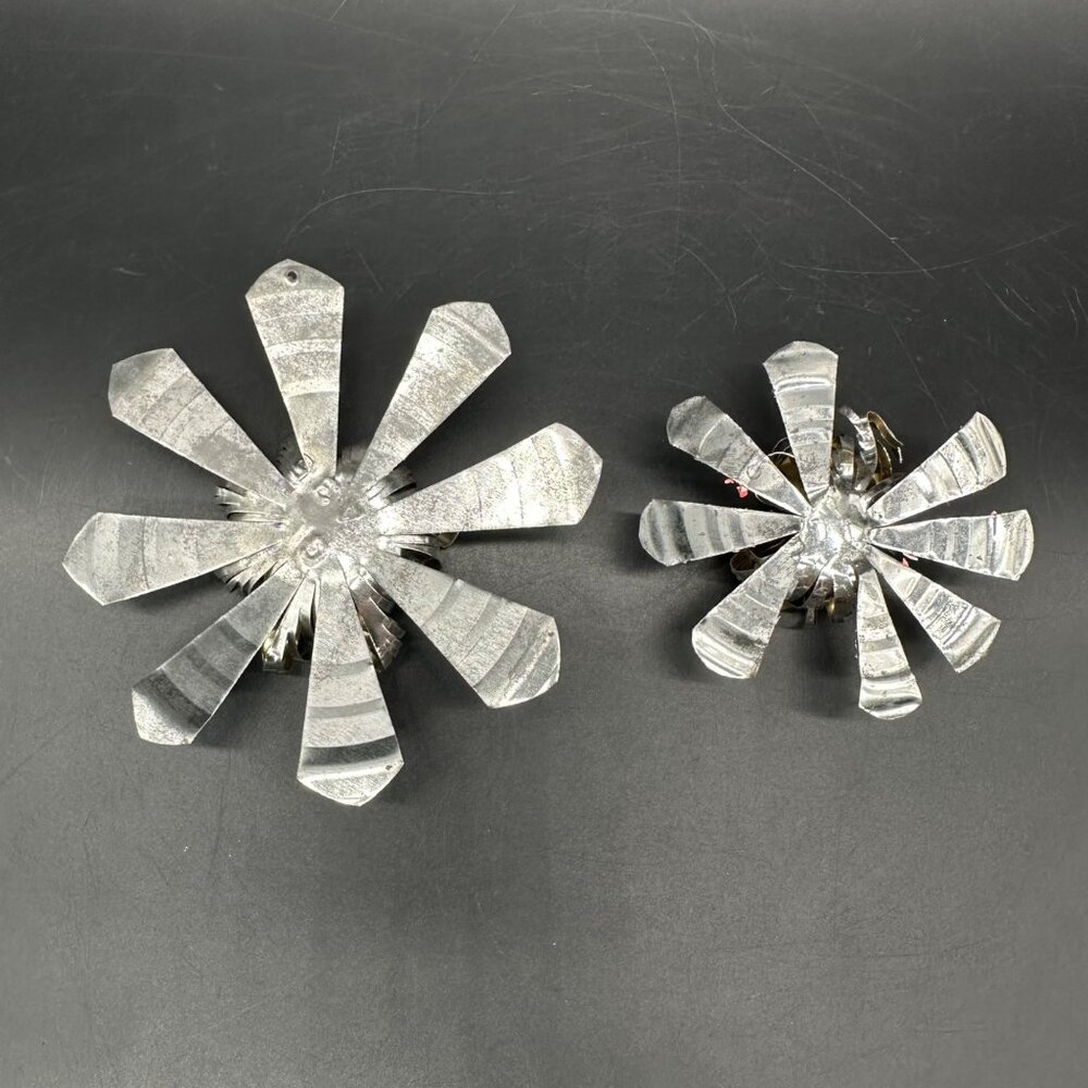 Vintage Flower Christmas Ornaments Handmade Tin Metal Pink Gold Floral Retro - Picture 4 of 7